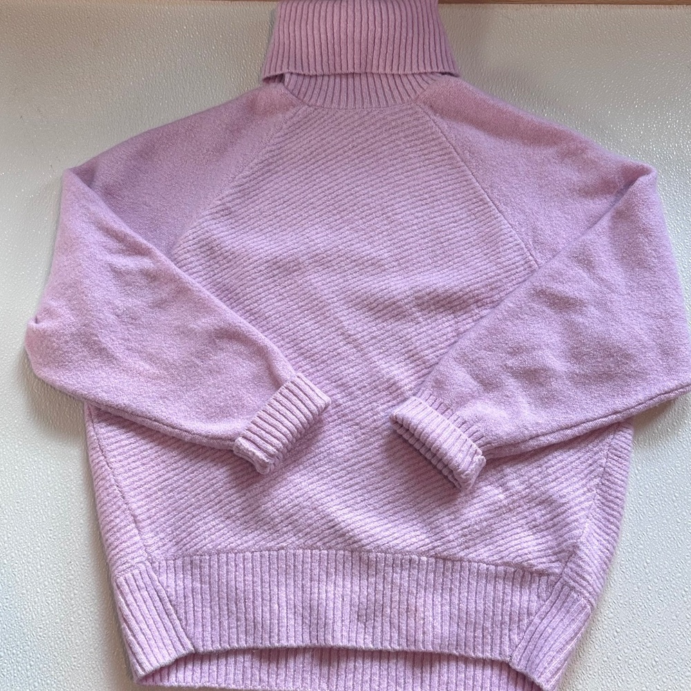Ming by Mango Oversized Turtleneck Sweater w/ Diagonal Knit Extra Small